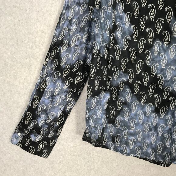 Velvet by Graham Spencer Shirt Womens Medium Blue Paisley Resort Cowgirl Western - Picture 11 of 11